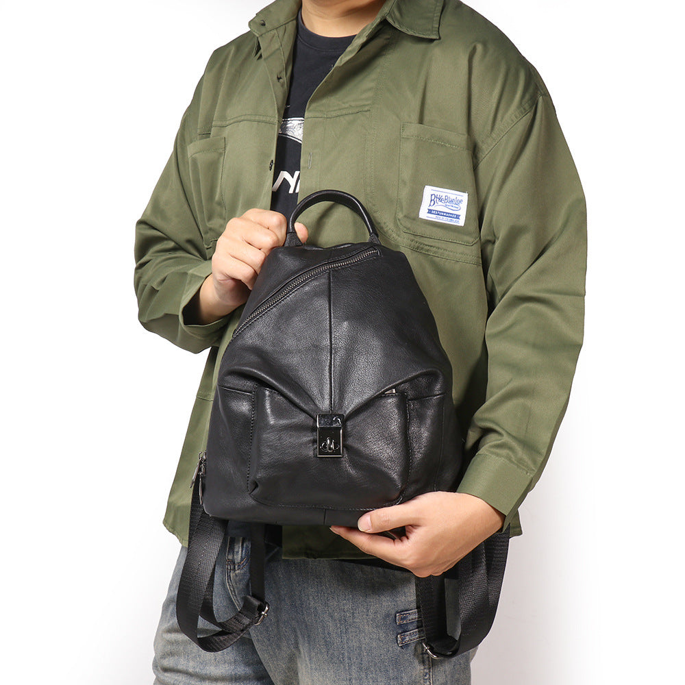 李記 | 原創手工真皮 | 日韓で無性別が軟牛皮後背包039號