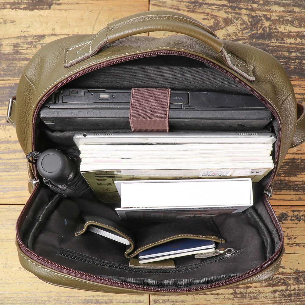 李記 | 原創手工真皮 | 重本が輕奢牛皮の雙肩包0825號