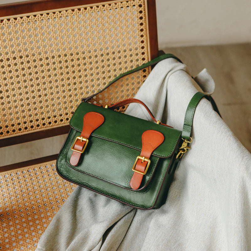 Li Ji | Original handmade genuine leather | European and American vintage vegetable tanned cow leather messenger bag No. 11040