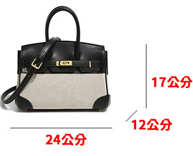 Li Ji | Original handmade leather | Cow leather canvas hand-made platinum handbag No. 12035