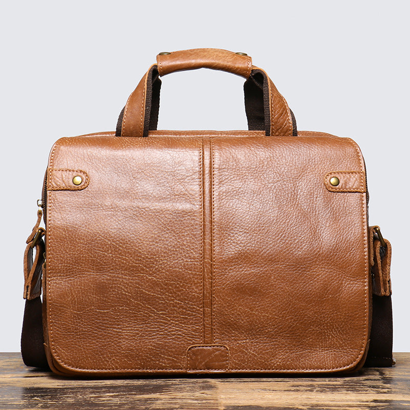 Li Ji | Original handmade genuine leather | Vintage craftsman's handmade briefcase No. 1713