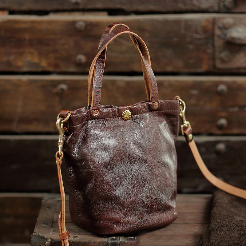 李記 | 原創手工真皮 | 通勤ッド層牛革だ日韓レ大容量水桶包31022號