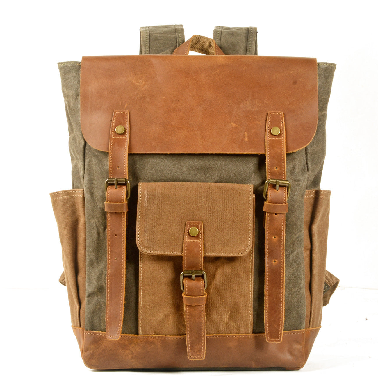Li Ji | Original handmade genuine leather | Outdoor travel retro oil-waxed waterproof backpack No. 8838