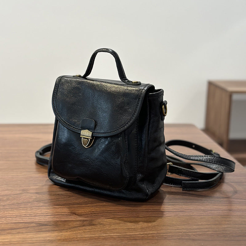 Li Ji | Original handmade genuine leather | Temperamental vegetable-tanned cowhide multi-purpose backpack No. 24028