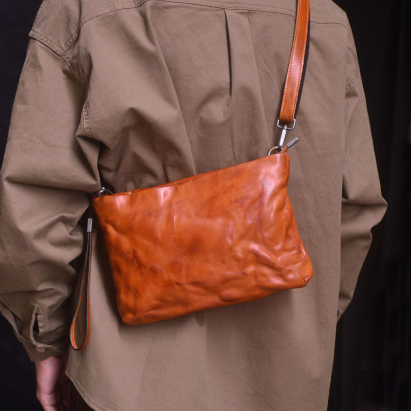 Li Ji | Original handmade genuine leather | Original leather neutral style textured messenger bag No. 2817A