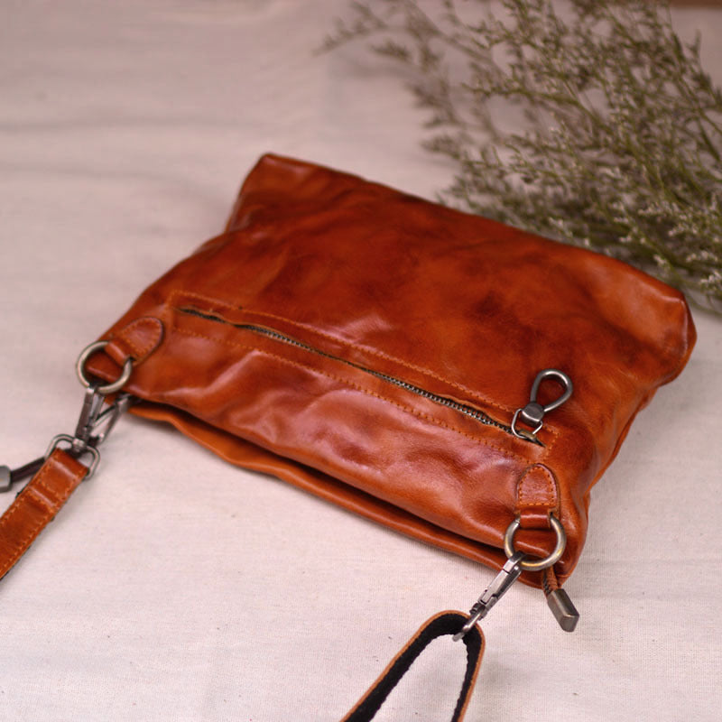 Li Ji | Original handmade genuine leather | Original leather neutral style textured messenger bag No. 2817A