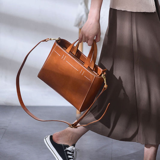 Li Ji | Original handmade leather | French vegetable tanned leather light luxury pure cowhide square bag No. 30153