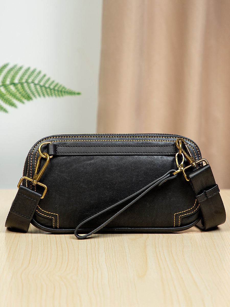 李記 | 原創手工真皮 | 多機能 頭層植鞣牛革 胸包3670號