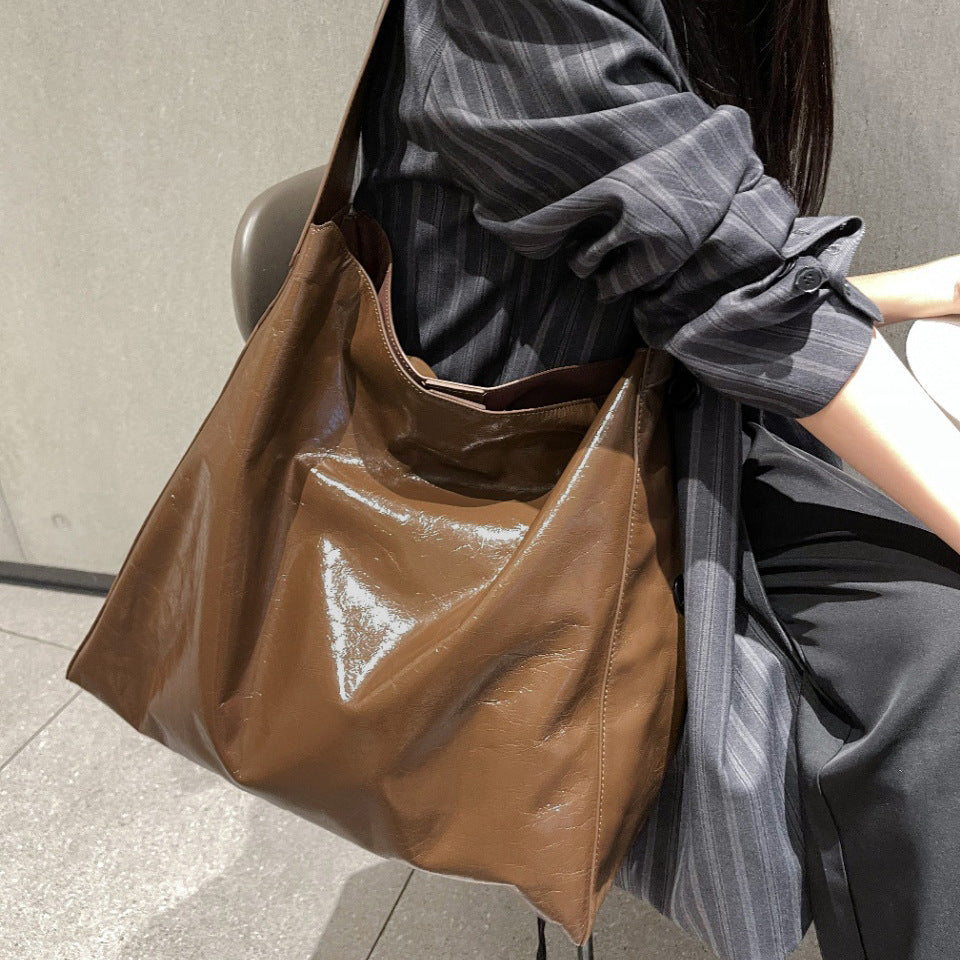 Li Ji | Original handmade genuine leather | Aixuan oil wax cowhide casual personalized tote bag No. 5228