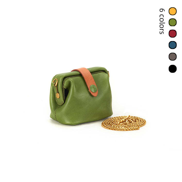 Li Ji | Original handmade genuine leather | First layer cowhide vegetable tanned leather mini doctor bag No. 71082