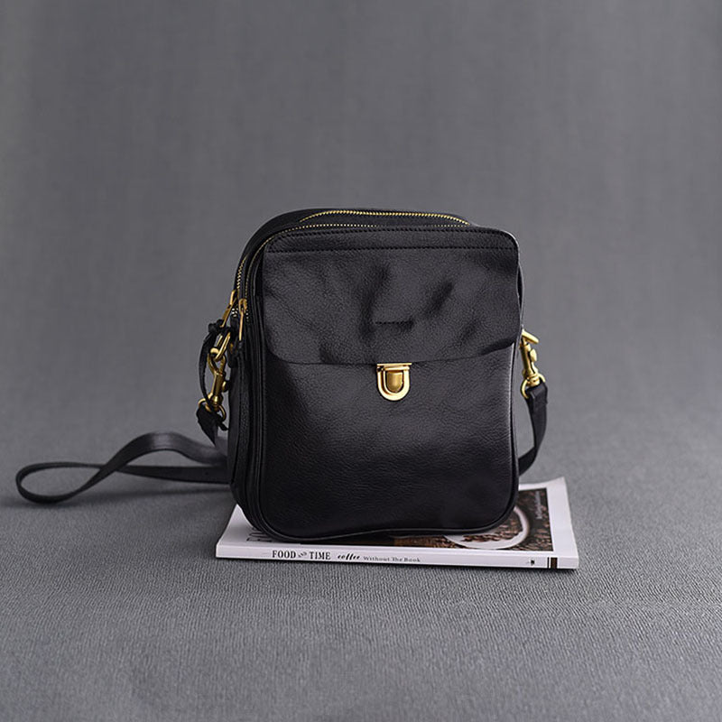 Li Ji | Original handmade leather | American retro first-layer cowhide multi-compartment cross-body bag No. 7738-2