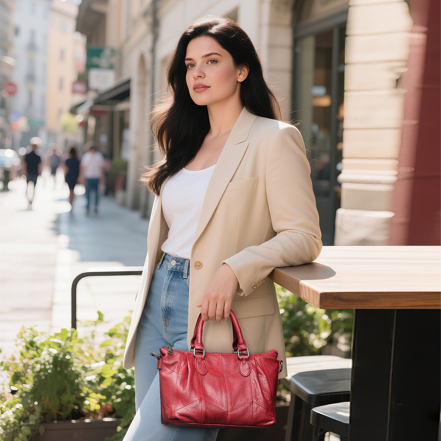 李記 | 原創手工真皮 | 快適手提げ本物の牛革手提包7759號