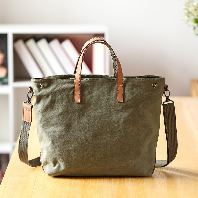 李記 | 原創手工真皮 | 手作い日系休閒う瘋馬皮帆布包81088號