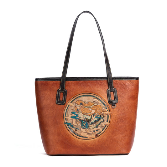 李記 | 原創手工真皮 | 頭層牛皮ンボ星座ン壓花托特包8108號