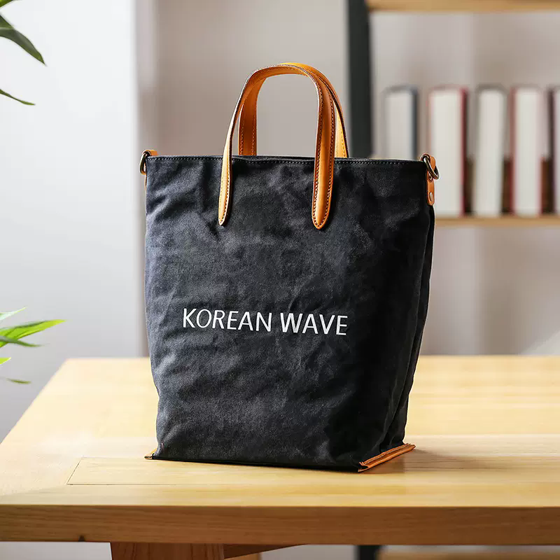 李記 | 原創手工真皮 | 簡約日系バ復古文藝い帆布包88538號