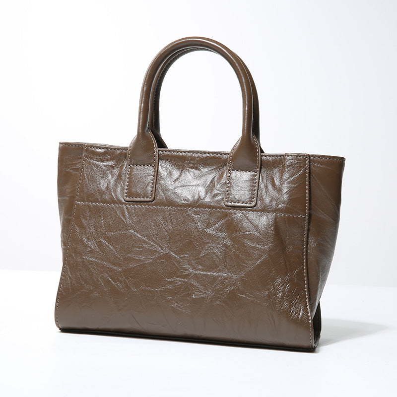 李記 | 原創手工真皮 | 手抓紋で簡約高級感づ手提包9016號