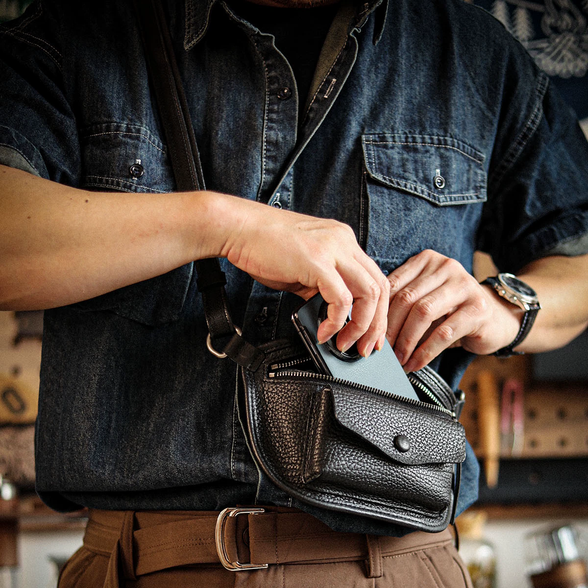 李記 | 原創手工真皮 | 【復古手工風】隨行小背包a8293號