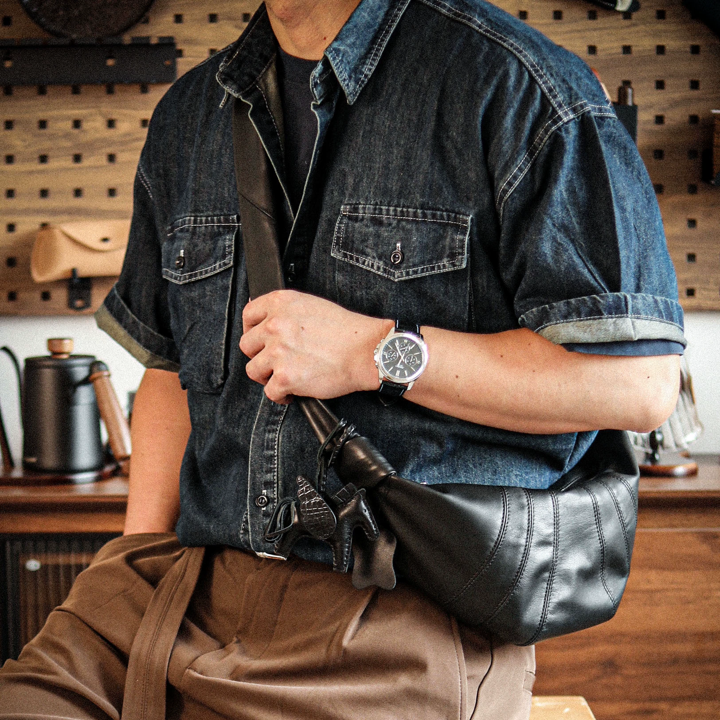 李記 | 原創手工真皮 | 輕薄隨身い隨行小背包A8545號