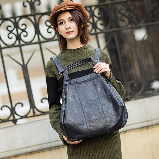 李記 | 原創手工真皮 | 格子元素で後背包b771號