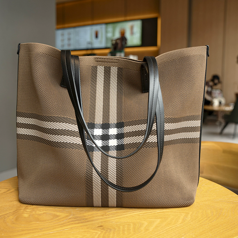 李記 | 原創手工真皮 | 復古大容量格紋托特包BL150號