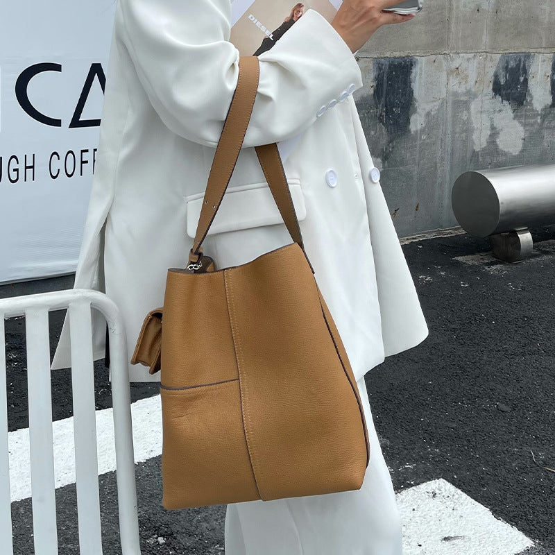 李記 | 原創手工真皮 | 上層の牛革シ單肩敞口托特包D115號