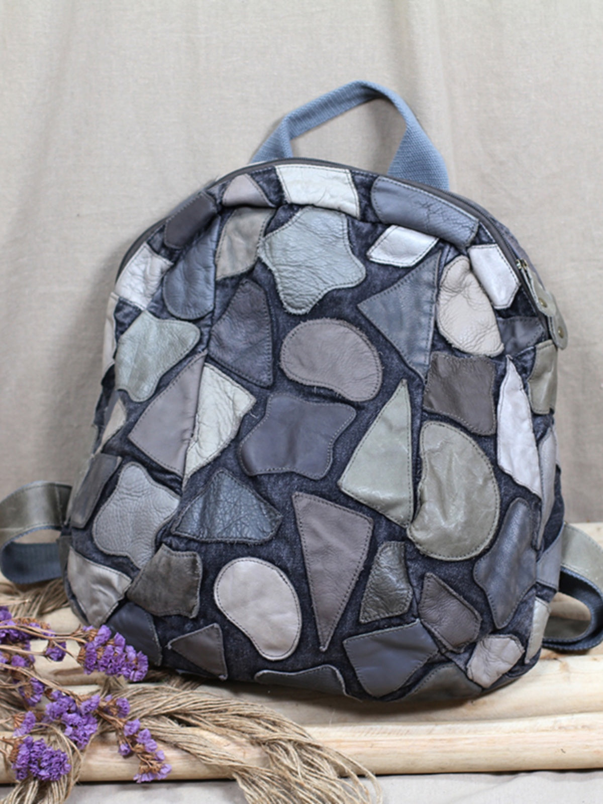 李記 | 原創手工真皮 | 森系い風の特色設計感り後背包D338號