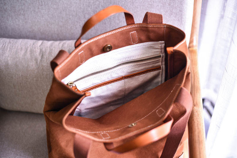 Li Ji | Original handmade leather | Japanese street art foldable shopping bag No. F123