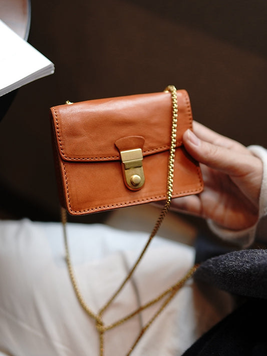 Li Ji | Original handmade genuine leather | Vegetable-tanned cowhide cute MINI chain small square bag No. M13558