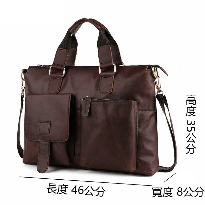 李記 | 原創真皮手工 | 瘋馬皮商務復古公事包-經典款 260號