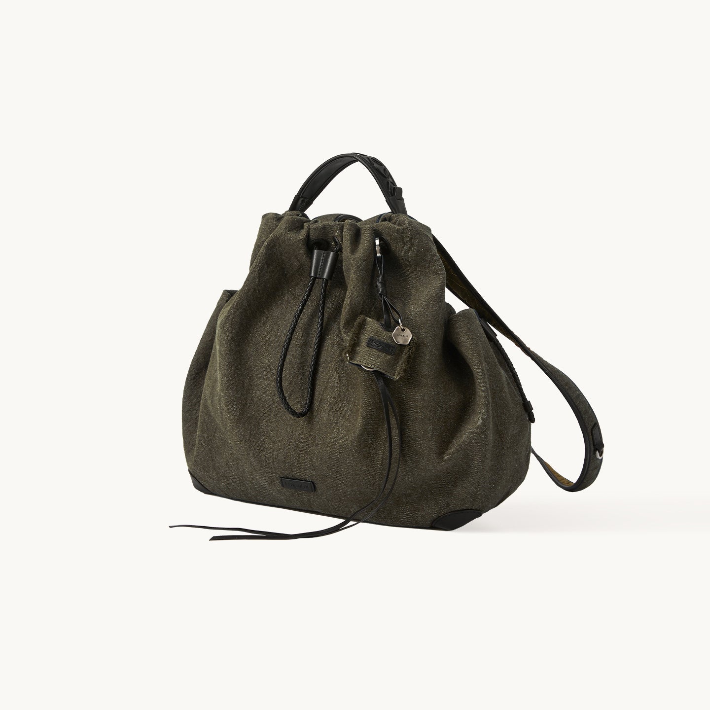 李記 | 原創手工真皮 | 鬆弛感~質感棉麻配皮後背包9468號