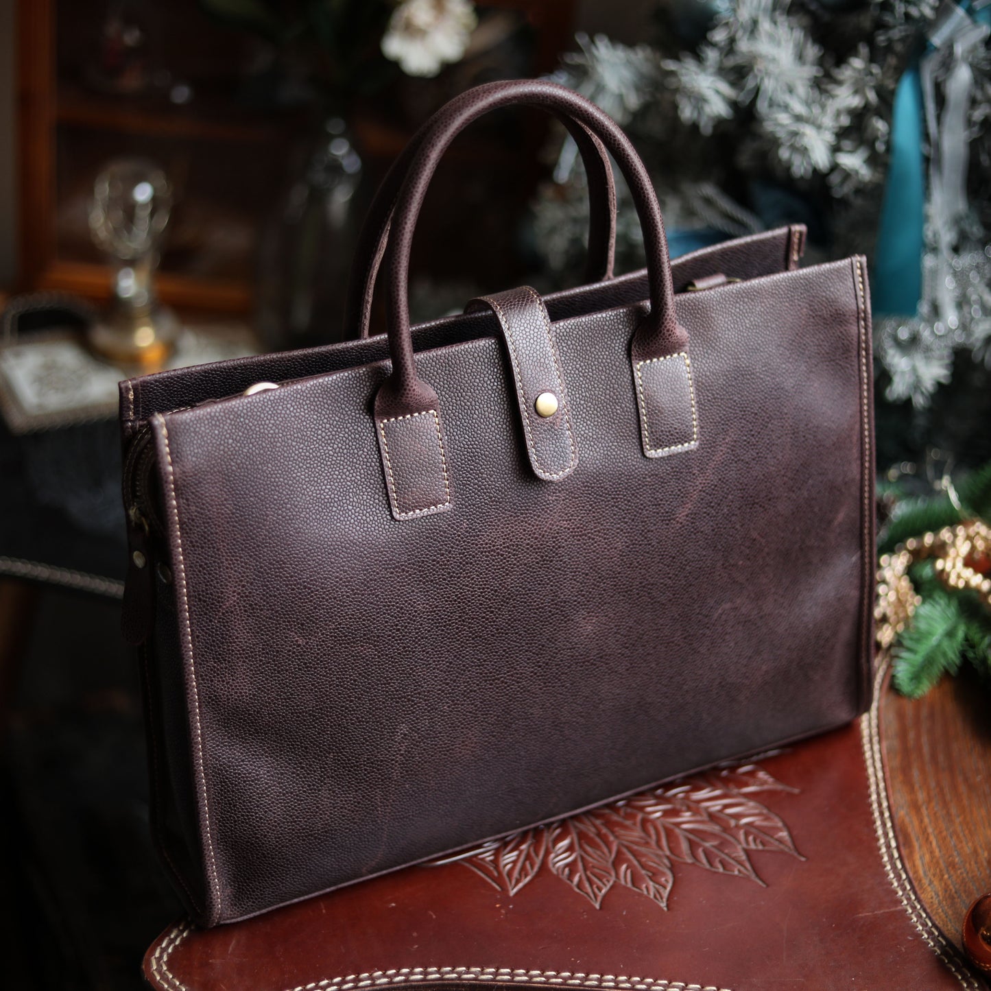 Li Ji | Original leather handmade | Large briefcase inner patch pocket No. 313