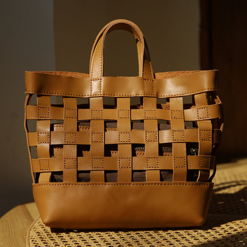 李記 | 原創手工真皮 | 日系じ手作編製い鏤空小方包TY21號