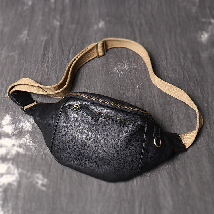 Li Ji | Original handmade | Genuine leather chest bag and soft leather shoulder bag No. 30202