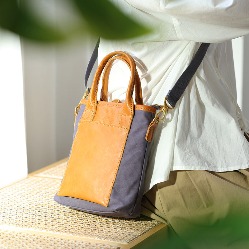 Li Ji | Original handmade genuine leather | Small fresh and small square canvas bag No. 83004