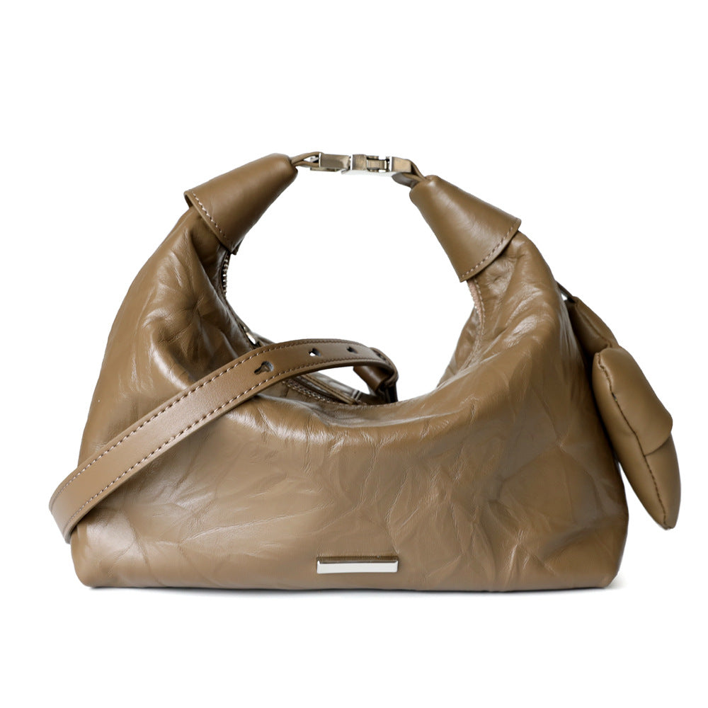 Li Ji | Original handmade genuine leather | Korean design スソ hand-grabbed cloud bag No. 2366