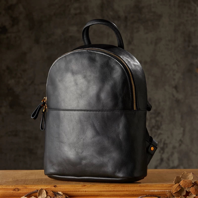 Li Ji | Original handmade leather | Retro college style functional and personalized backpack No. 209