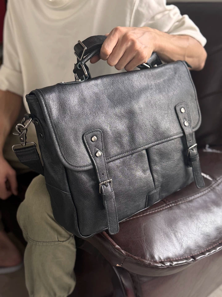 李記 | 原創手工真皮 | 油光皮 商務 郵差包 8130號