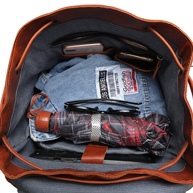 Li Ji | Original leather handmade | European and American modern style retro first-layer cowhide backpack No. A9134