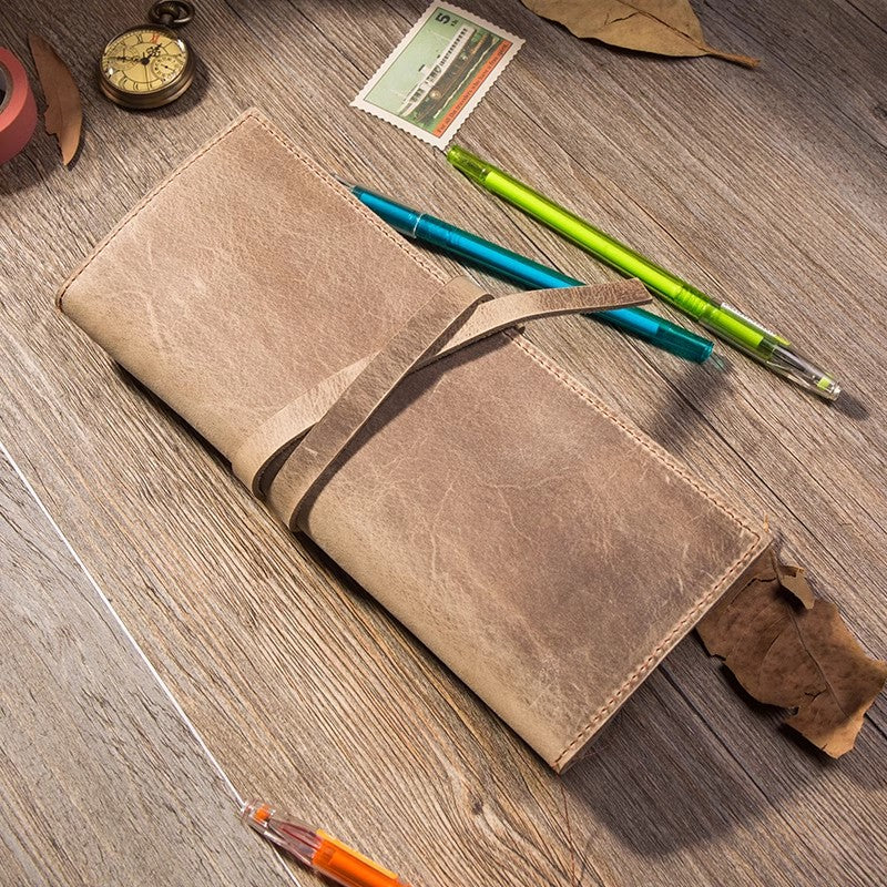 李記 | 原創真皮手工 | 三折牛皮筆袋 捲簾文具袋 930號