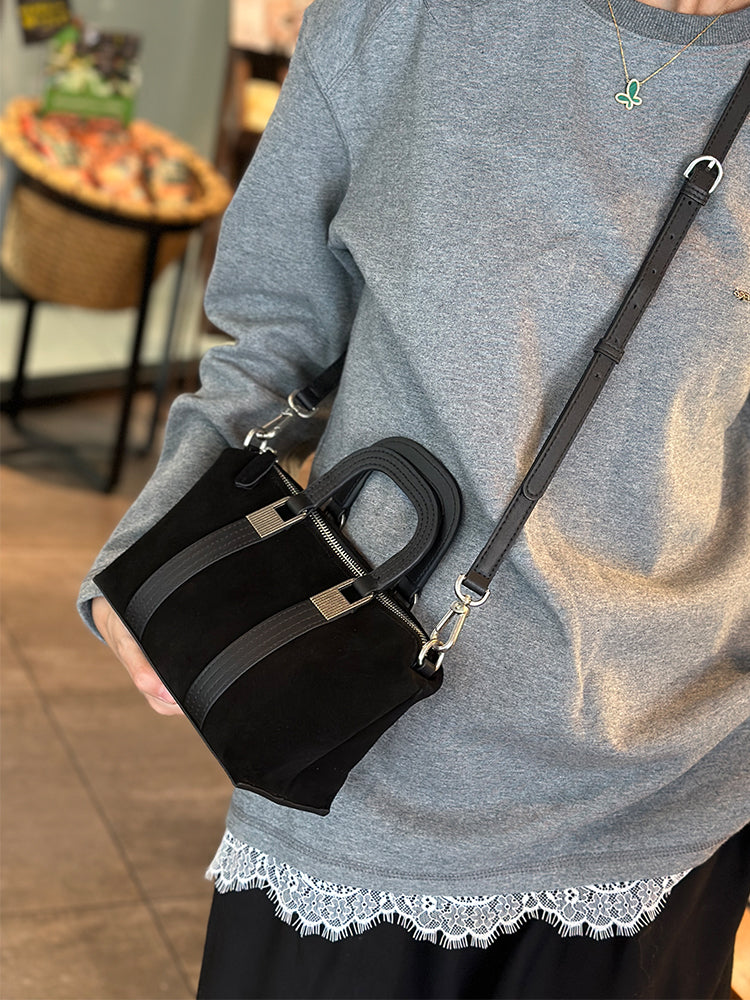 Li Ji | Original handmade leather | Atmosphere~Nubuck leather shoulder pillow bag No. YN3523