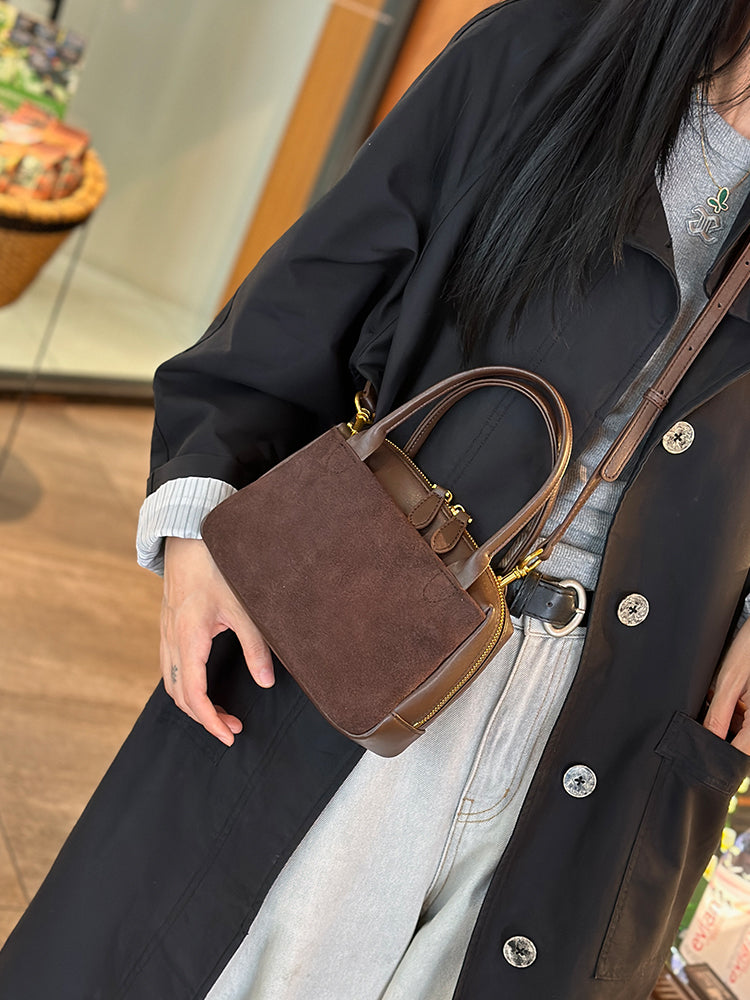 Li Ji | Original handmade leather | Nubuck leather shoulder crossbody/commuting Boston bag YN3532