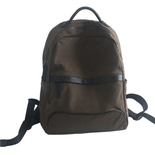 李記 | 原創手工真皮 | 可放14吋筆電~牛津布配牛皮後背包b357號