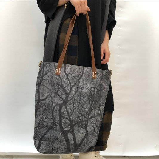 Li Ji | Original handmade genuine leather | Vintage linen bag with cow leather handmade armpit bag No. D001