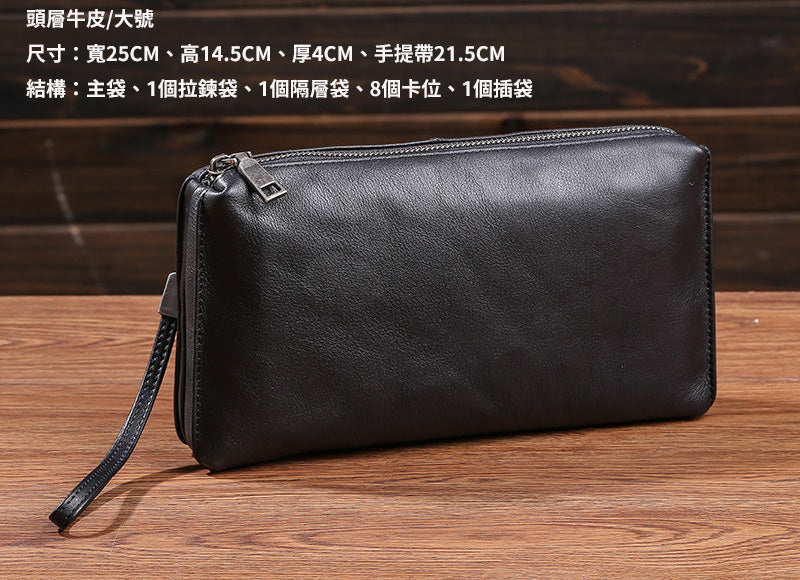 李記 | 原創手工真皮 | 高端升級版!長款錢包手拿包j8572號