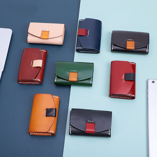 李記 | 原創手工真皮 | 植鞣皮の短め収納小銭入れ(男女通用)K082號