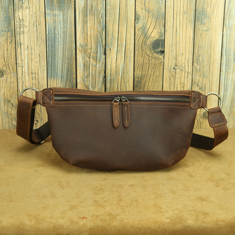 李記 | 原創手工 | 復古真皮 瘋牛皮挎背包 LD173號