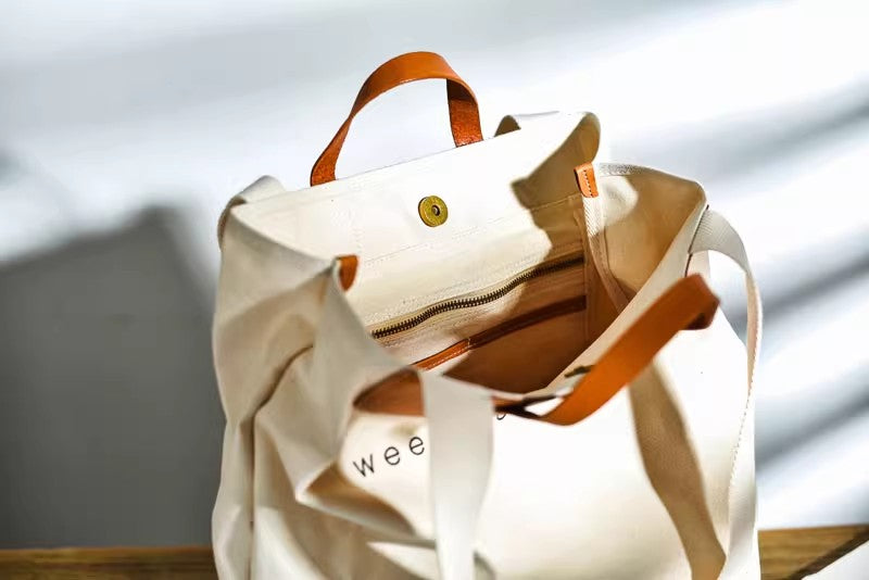 Li Ji | Original handmade leather | Japanese street art foldable shopping bag No. F123