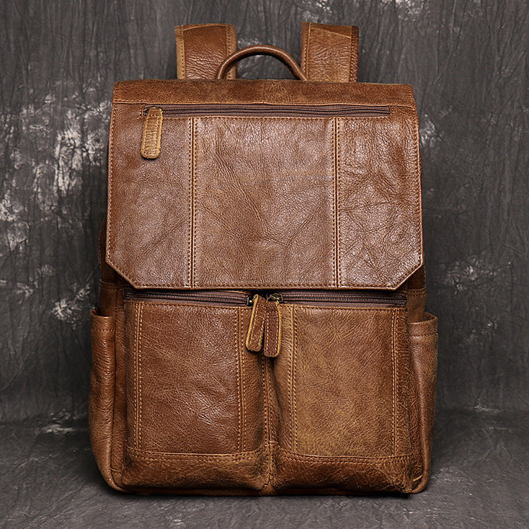 Li Ji | Original handmade leather | European and American retro matte cowhide casual backpack No. 1511