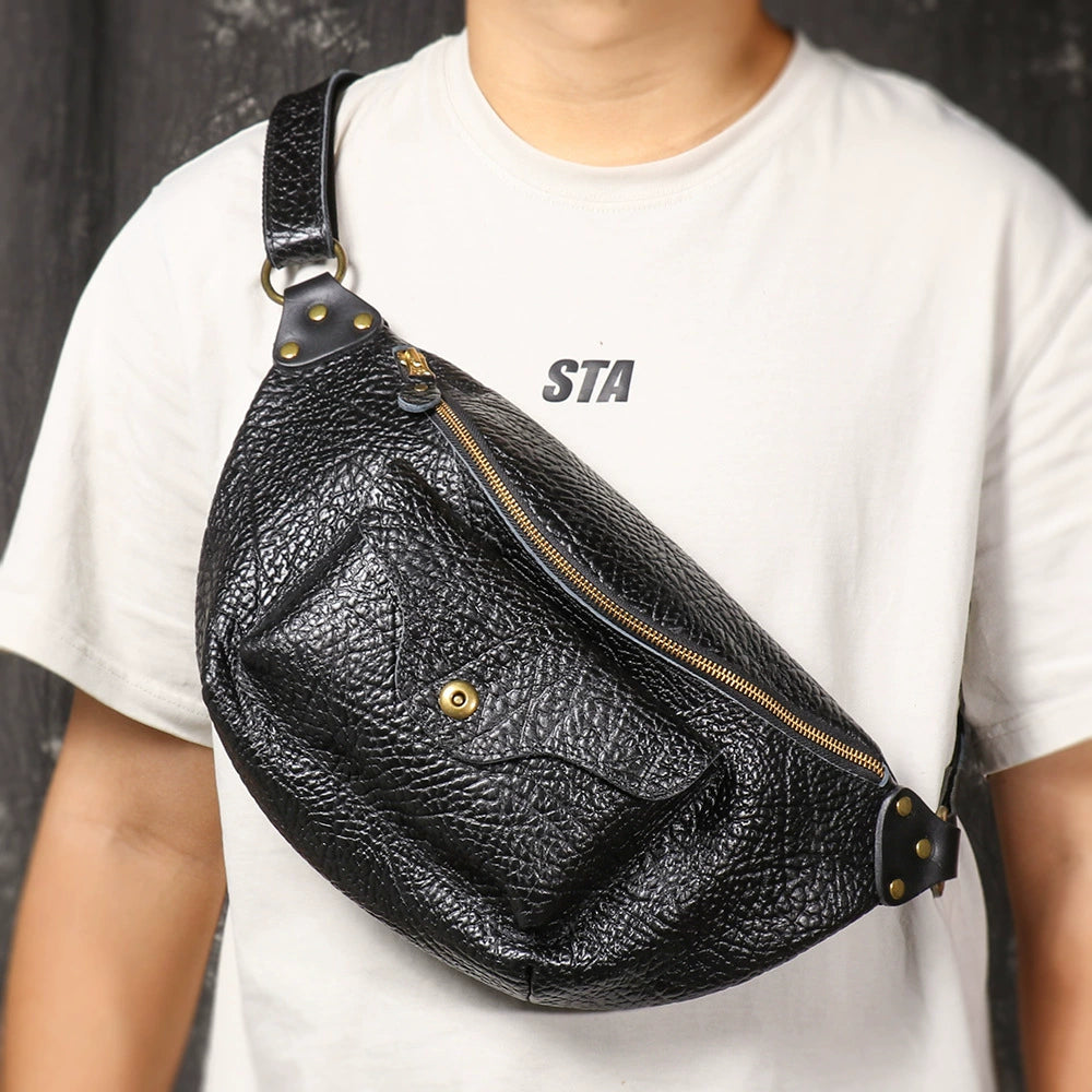 李記 | 原創手工真皮 | 復古水洗帆布キャ斜挎中包 厚牛皮 代工款 20939號