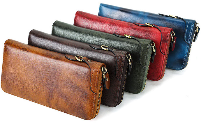 Li Ji | Original handmade genuine leather | Vegetable tanned leather retro long wallet No. 9378